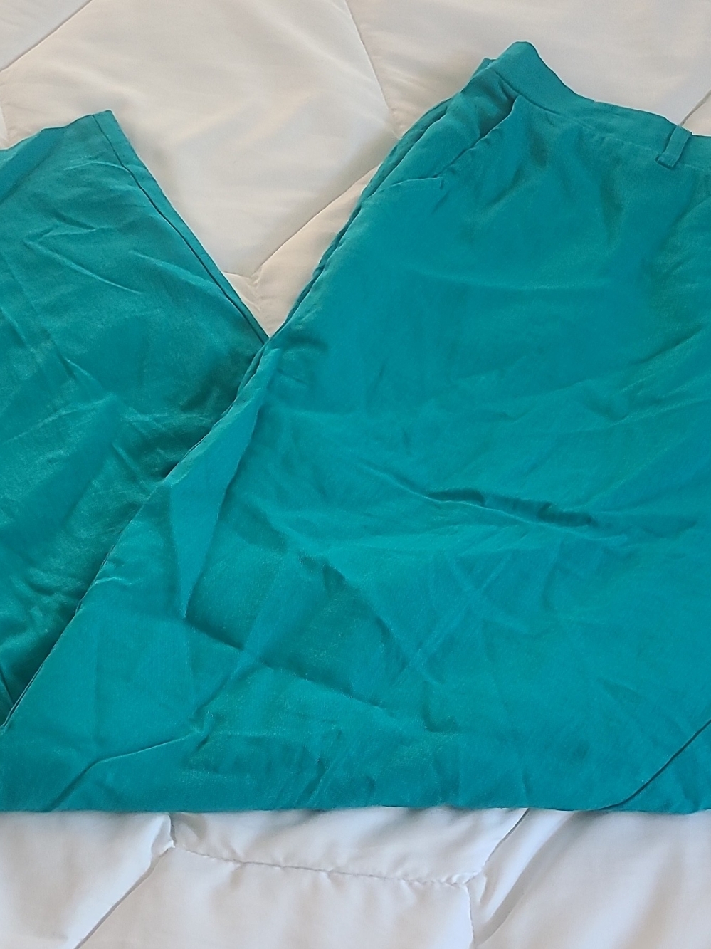 Jessica London Women's Teal Solid Chino Pants Plus 22W Linen Rayon Polyester